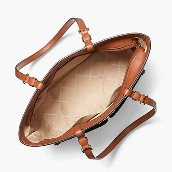 New Michael Kors Jet Set Travel Medium Double Pocket Logo Tote Vanilla - Picture 3 of 3